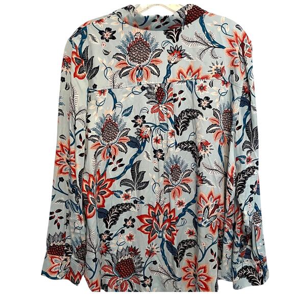 Chico's NEW Sandwash Satin Top Size 2 (Womens Large) Light Blue Paisley Floral - Picture 4 of 9